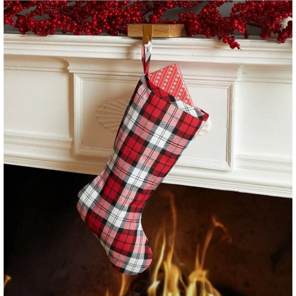 Red Tartan Plaid Christmas Stocking, 20" by‎ Holiday Time - Picture 1 of 4